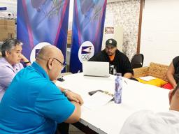 Fanene Milton Taufa’asau (in blue) presiding over the ASBA Annual General Meeting