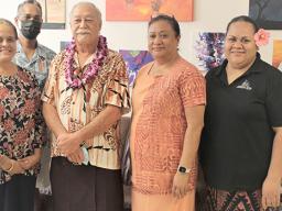 (l – r) ASCC President Dr. Rosevonne Pato, Vice President of Administration and Finance Mr. Sonny Leomiti, Vice President of Academic and Student Affairs Dr. Letupu Moananu, and Acting Human Resources Officer Ms. Silaulelei Saofaigaalii.
