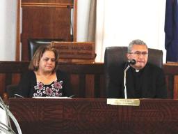 ASCC president Dr. Rosevonne Pato and Board of Higher Education vice chair, Monsignor Viane Etuale