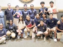 Pacific Horizons students with visiting researchers Christopher Phillipp and Julia Kennedy of the Chicago Field Museum