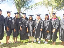 Nine of the 10 graduates with degrees in business