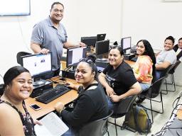 ASCC computer students and instructor