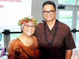Lt. Governor Talauega Eleasalo Ale (right) with TED Program Director Shirley De la Rosa