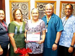 Mrs. Elisapeta Faalafi-Jones (center), along with ASCC administrators