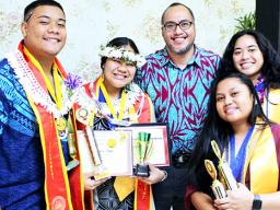 Tamasipani Fa’afo’i, Geraldine Ofisa, Helsham, Jenzel Cuison and Falenaoti Isadora Mageo