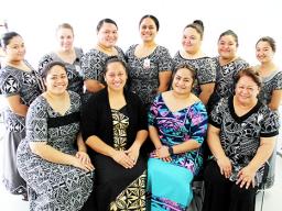 ASCC Nursing Program Director Lele Ah Mu with students