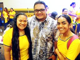 Fale and PTK members Geraldine Aliitaeao-Ofisa (left) and Lolua Leomiti. 