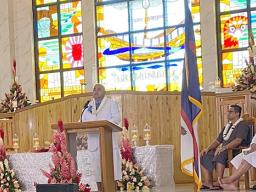 Education director Talauega Dr. Samasoni Asaeli (standing at podium) 