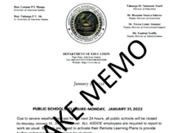 Fake memo posted on AS-DOE facebook