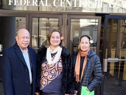 (l-r) the Governor’s senior executive assistant, Aoelua Solomona, ODPAM director Lisa Tuato’o and Public Works director Faleosina Voigt 