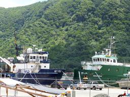 MV Sili and MV Manuatele II docked Wednesday along side the main Pago Harbor 