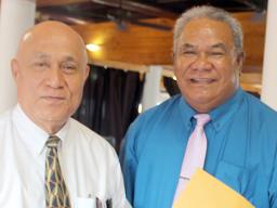 Retirement Fund Office executive director, I’aulualo Fa’afetai Talia (left) and ASG Employees Retirement Fund board of trustees chairman, Vaanatiu Tofala Iafeta