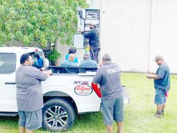 Crews work on siren system