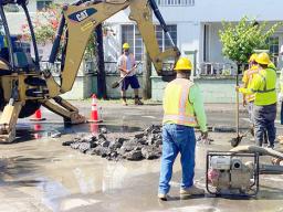 ASPA personnel working on mainline leak