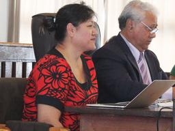Acting CEO Falaovaoto Sualevai (left) and board chairman, Sen. Fai’ivae Iuli Godinet