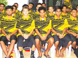 The American Samoa men's U-19 team during a church service on Sunday, May 20, 2018.