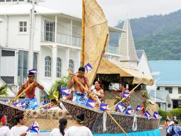 Miss American Samoa Kauhani Mea’alofa Teisa Fuimaono during float parade