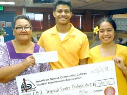 Olita Tafili, RN (left), SGA epresentatives Ionatana Tuitasi, president, and Epifania Petelo, treasurer. 