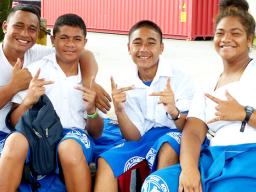 Samoana students posing for the camera