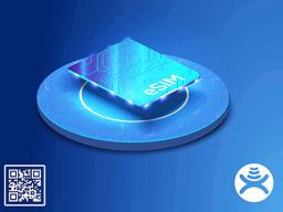 eSIM graphic and Bluesky logo