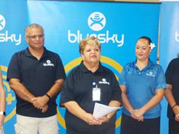 Bluesky personnel gathered for a group photo