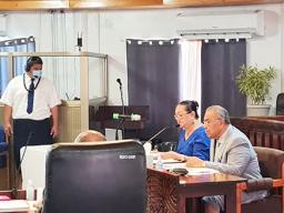 Treasurer Malemo Tausaga at joint budget hearing
