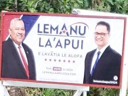 Billboard advertising the Lemanu / Laapui team