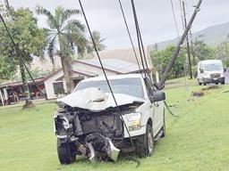 car that ran into powerpole