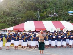 CCCAS Petesa Uta Youth Marching Band with their conductor, Tauese Va’aomala Sunia