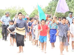 A tsunami drill at a school in Tonga where
