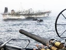 A Chinese fishing vessel under control of Argentine navy