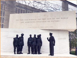Closer view of sculpture of Eisenhower in World War II