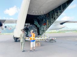 USCG airplane with PPE supplies for American Samoa