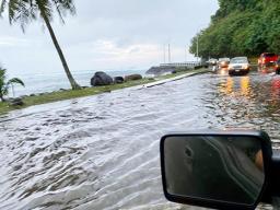 flooded coastal road