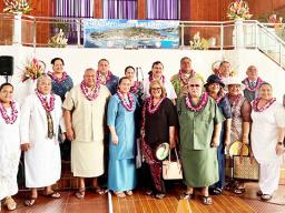 Gov. Lemanu Peleti Mauga, and First Lady Ella with others at church service