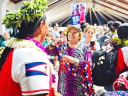 Amata greets mini games athletes