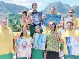 Congressional Art Show participants with their paintings