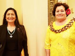 Cong. Uifa’atali Amata and Secretary Haaland 
