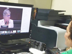 Congresswoman Amata in HVAC hearing remotely with Health Subcommittee Chairwoman Julia Brownley on screen.