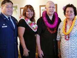 Congresswoman Aumua Amata (right) with Colonel Vasaga Tilo, Jr  (left), Mrs. Tilo, and the Colonel’s father, Senator Tilo