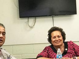 Congresswoman Aumua Amata with Health Director Motusa Nua