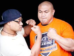 Oscar Kightle and Davis Tua jokingly boxing