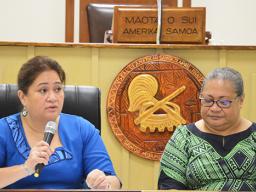 President of the Development Bank of American Samoa (DBAS), Ruth Matagi-Faatili and DBAS Loan Manager, Faaeteete Sio