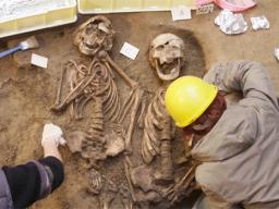 Two skeletons beind excavated