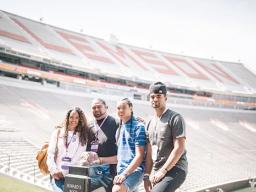 DJ Uiagalelei with his mother Tausha, father Dave and brother Matayo