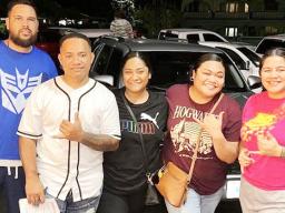 DOC employees at movie night