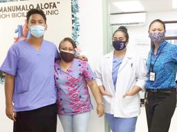 Dr. Francine Amoa (far right) with DoH staff, 