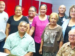 Pictured are DOH director Motusa Tuileama Nua and Dr. Tufa (sitting) and active members of the campaign.