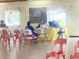A mass vax medical team at the Matu’u CCCAS Hall