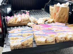 Truck bed with packaged banana chips